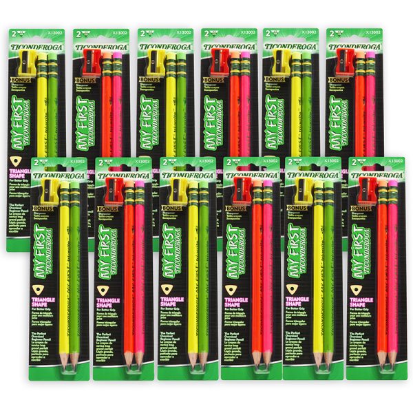 My First® Tri-Write™ Wood-Cased Pencils, Neon Assorted, 2 Per Pack, 12 Packs