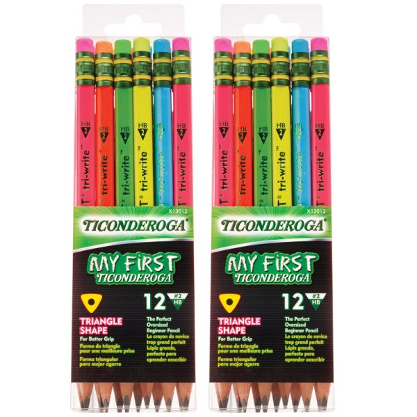 My First® Tri-Write™ Wood-Cased Pencils, Neon Assorted, 12 Per Pack, 2 Packs