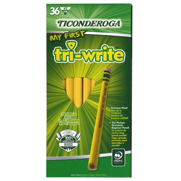 My First Tri-Write Primary Size No. 2 Pencils with Eraser, Box of 36