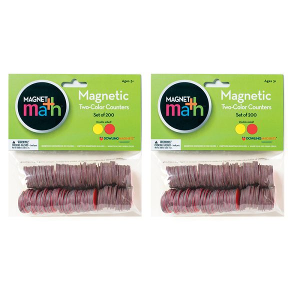 Magnetic Two-Color Counters, 200 Per Pack, 2 Packs