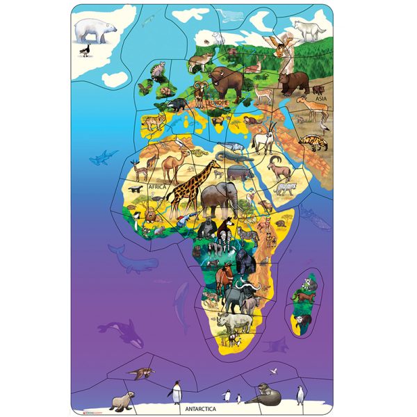 Animal Magnetism® Magnetic Wildlife Map Puzzle: Eurasia & Africa