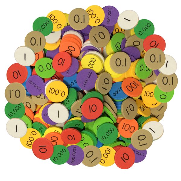 10-Value Decimals to Whole Numbers Place Value Disc, Pack of 3000