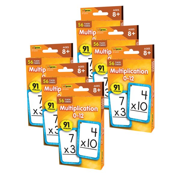 Multiplication 0-12 Flash Cards, 6 Packs