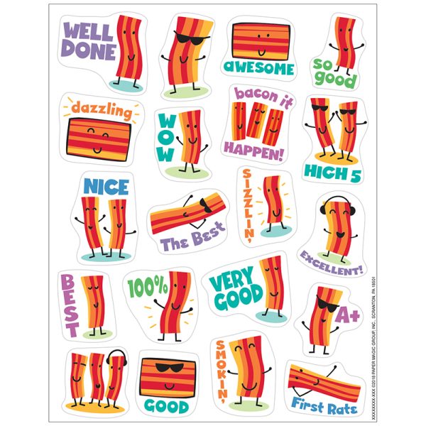 Bacon Scented Stickers, Pack of 80