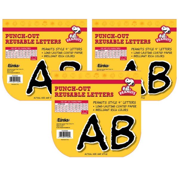 Peanuts® Black Deco 4" Letters, 212 Per Pack, 3 Packs