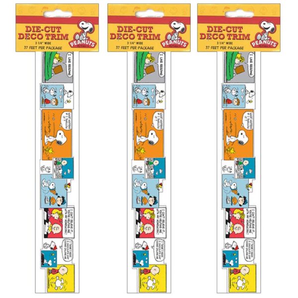 Peanuts® Comic Blocks Extra Wide Die Cut Deco Trim®, 37 Feet Per Pack, 3 Packs