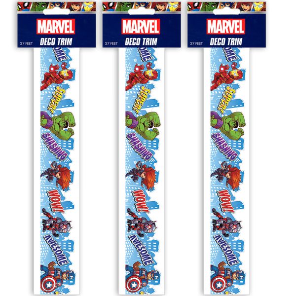 Marvel™ Super Hero Adventure City Scape Deco Trim® Extra Wide Die Cut, 37 Feet Per Pack, 3 Packs