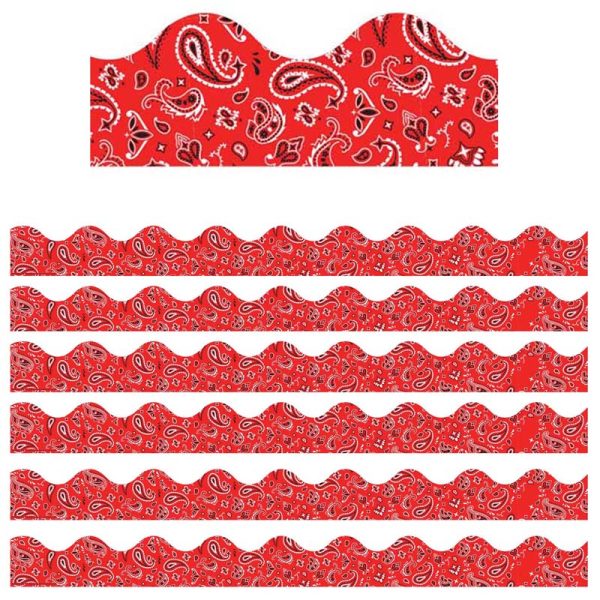 Red Bandana Extra Wide Deco Trim, 37 Feet Per Pack, 6 Packs