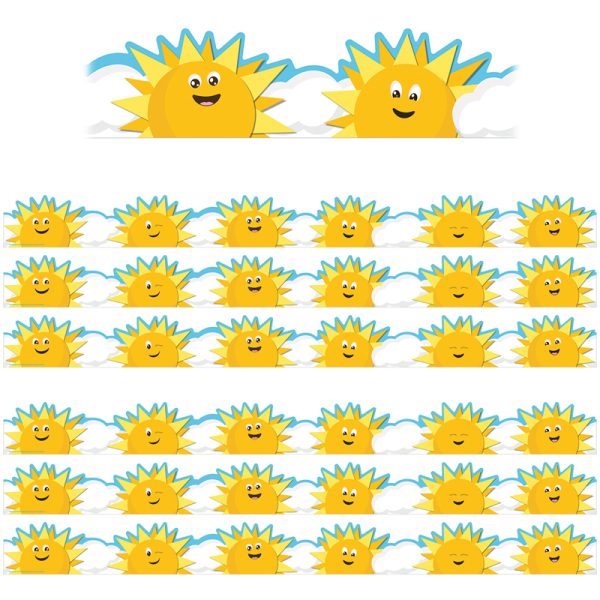 Growth Mindset Sun & Clouds Deco Trim® Extra Wide Die-Cut, 37 Feet Per Pack, 6 Packs