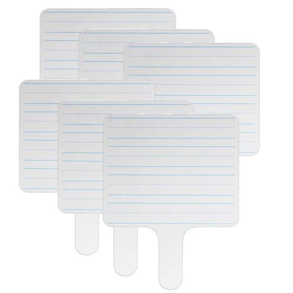 Two-sided Rectangular Dry Erase Writing Paddle, Lined/Blank, 7.75" x 10", Pack of 6