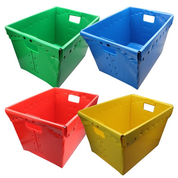 Primary Assorted Plastic Storage Postal Tote - 4 Pack