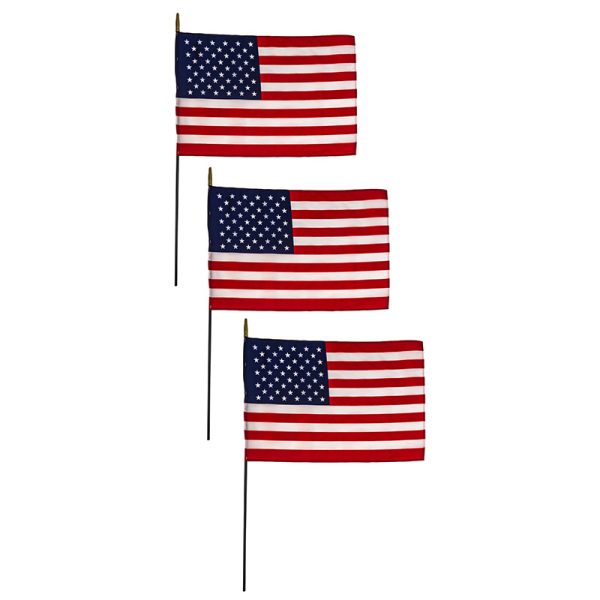 Nylon U.S. Classroom Flag, 16" x 24", Pack of 3