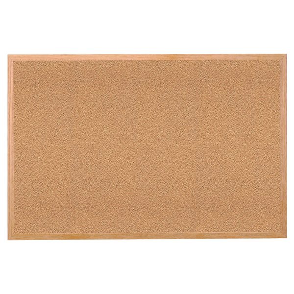 Natural Cork Bulletin Board with Wood Frame, 18"H x 24"W