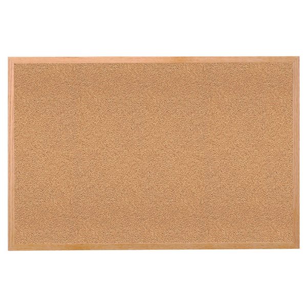 Natural Cork Bulletin Board with Wood Frame, 2'H x 3'W