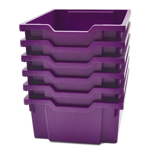 Deep F2 Tray, Plum Purple, 12.3" x 16.8" x 5.9", Heavy Duty School, Industrial & Utility Bins, Pack of 6