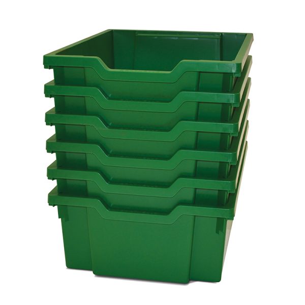 Deep F2 Tray, Grass Green, 12.3" x 16.8" x 5.9", Heavy Duty School, Industrial & Utility Bins, Pack of 6