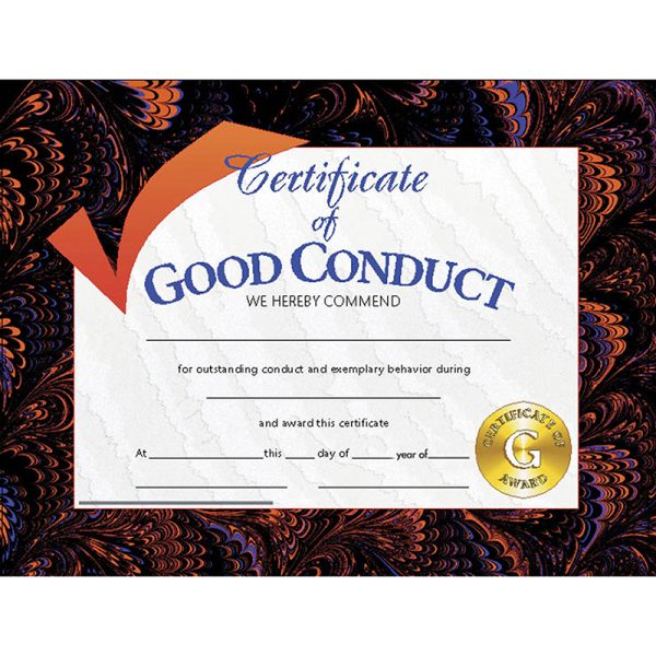 Certificate of Good Conduct, Pack of 30, 8.5" x 11"