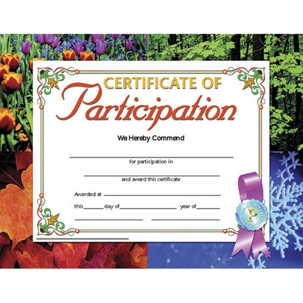 Certificate of Participation, 8.5" x 11", Pack of 30