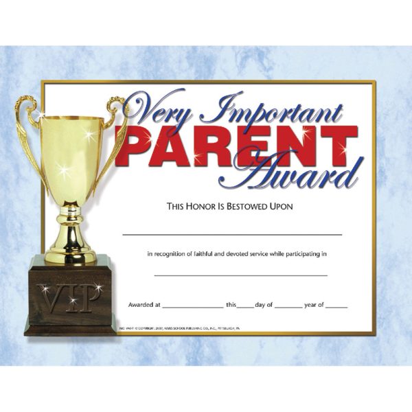 Very Important Parent Award Certificate, 8.5" x 11", Pack of 30