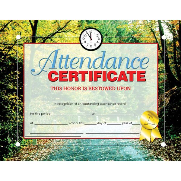 Attendance Certificate, 8.5" x 11", Pack of 30