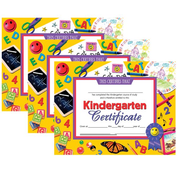 Kindergarten Certificate, 8.5" x 11", 30 Per Pack, 3 Packs