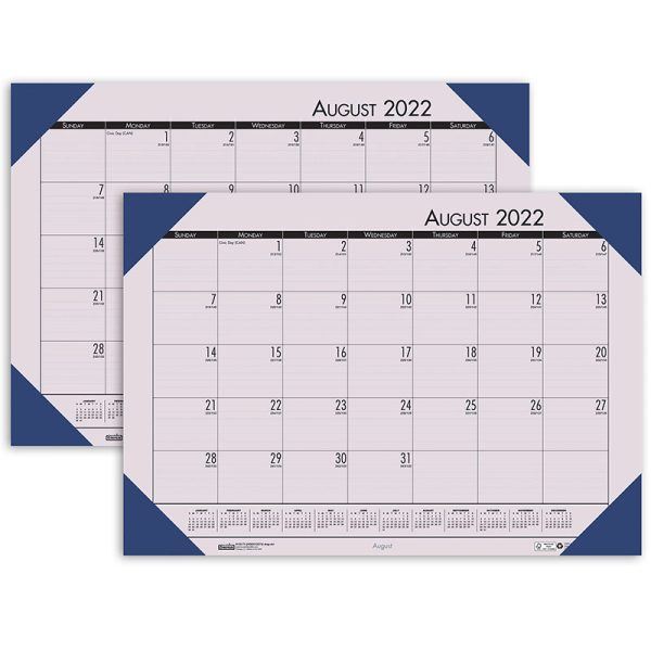 Academic Ecotones Calendar Desk Pad, Orchid Paper/Cordovan Holder, Pack of 2