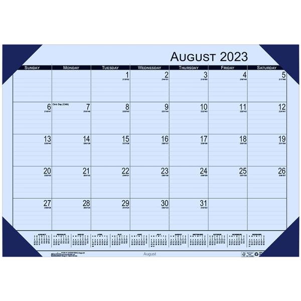 Academic Ecotones Calendar Desk Pad, Orchid Paper/Cordovan Holder