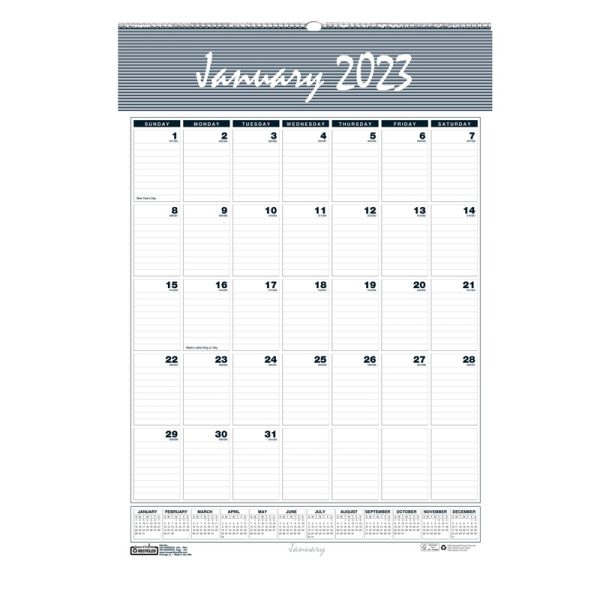 Recycled Monthly Wall Calendar Bar Harbor, 12" x 17"