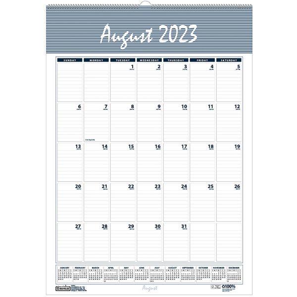 Bar Harbor Academic Wall Calendar, 22"L, 15.5"W