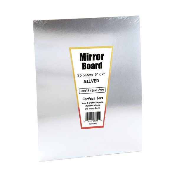 Silver Foil Mirror Board, 5" x 7", 25 Sheets