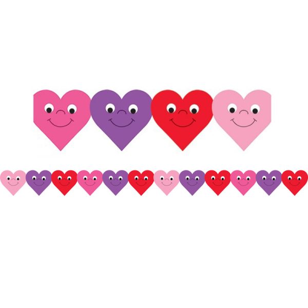 Happy Hearts Die-Cut Classroom Border, 12 Strips/36 Feet