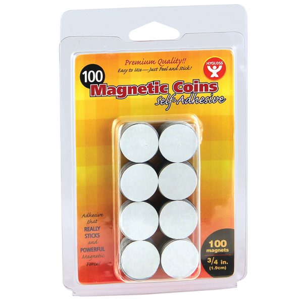 Self-Adhesive Magnetic Coins- 100, 3/4" coins