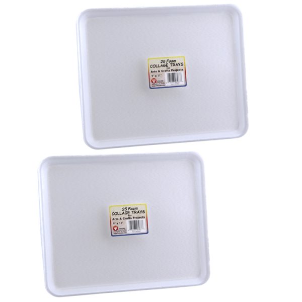 Foam Trays, 9" x 11", 25 Per Pack, 2 Packs