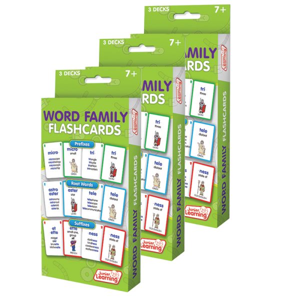 Word Families Flash Cards, 3 Decks Per Pack, 3 Packs