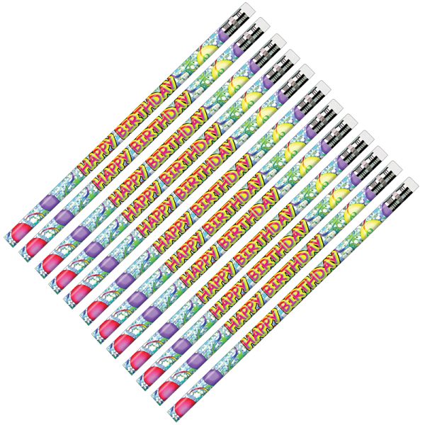 Happy Birthday Glitz Pencils, Pack of 12