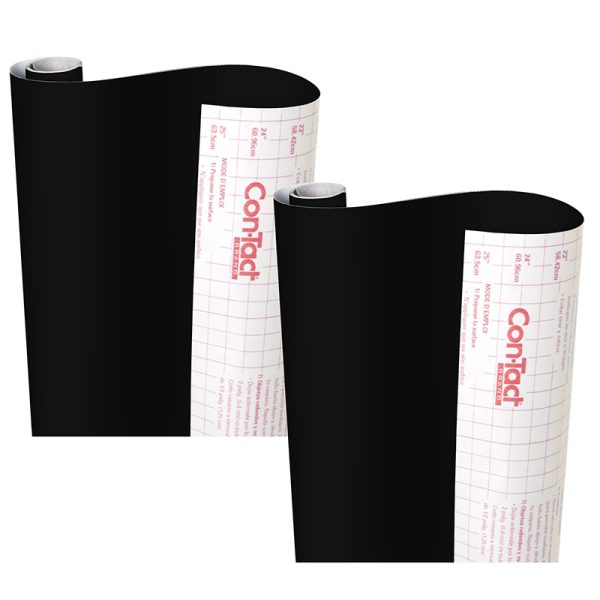 Creative Covering™ Adhesive Covering, Black, 18" x 16 ft, Pack of 2