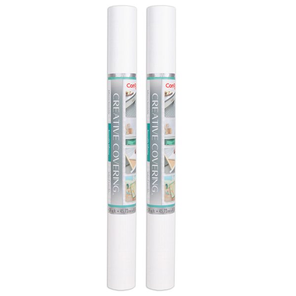 Creative Covering™ Adhesive Covering, White, 18" x 16 ft, Pack of 2