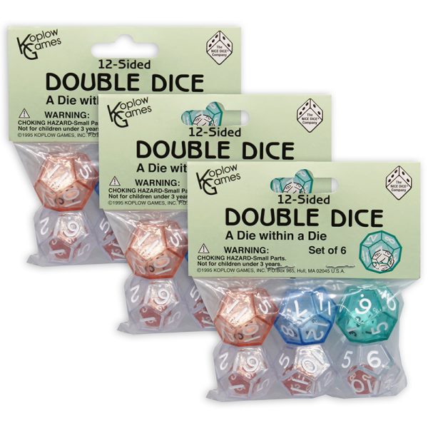 12-Sided Double Dice Set, 6 Per Pack, 3 Packs