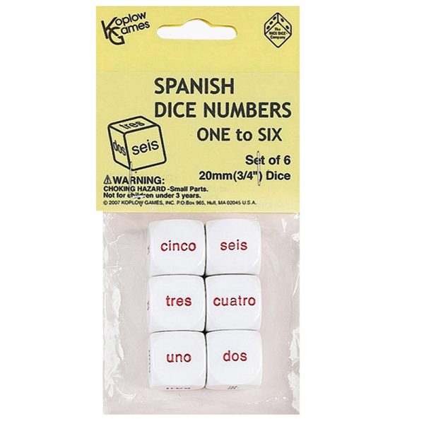 Spanish Number Dice, Set of 6