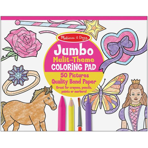 Jumbo 50-Page Kids' Coloring Pad - Horses, Hearts, Flowers, and More