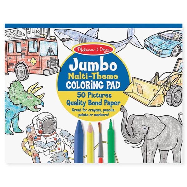 Jumbo 50-Page Kids' Coloring Pad - Space, Sharks, Sports, and More