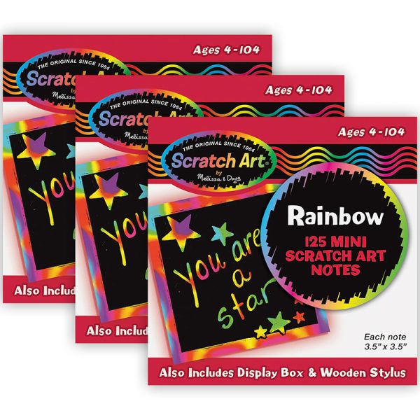 Scratch Art® Box of Rainbow Mini Notes with Stylus, 125 Notes Per Pack, 3 Packs