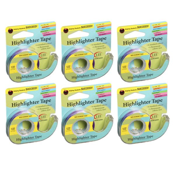 Removable Highlighter Tape, Purple, Pack of 6