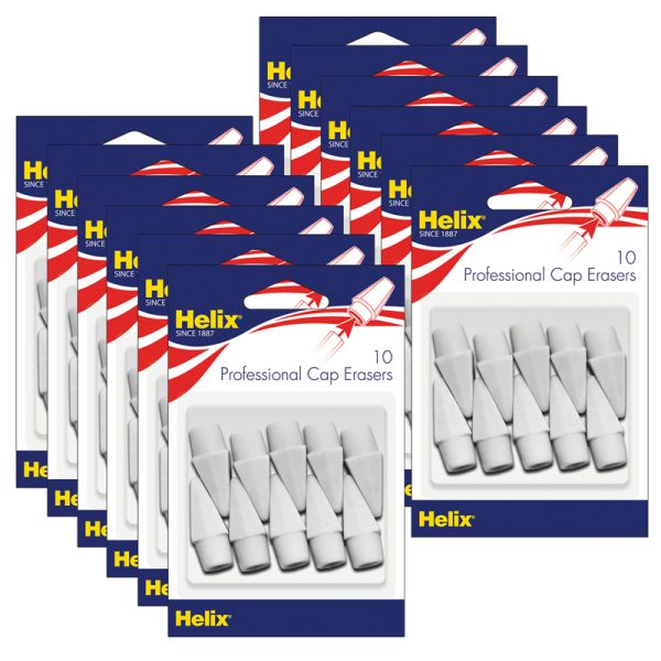 Professional Pencil Cap Erasers, White, 10 Per Pack, 12 Packs