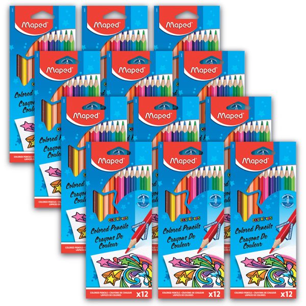 Triangular Colored Pencils, 12 Per Pack, 12 Packs