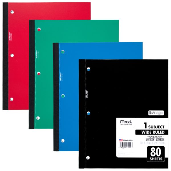 Wireless Neatbook Notebook, 1 Subject, Wide Ruled, 80 Sheets, 10 1/2" x 8"