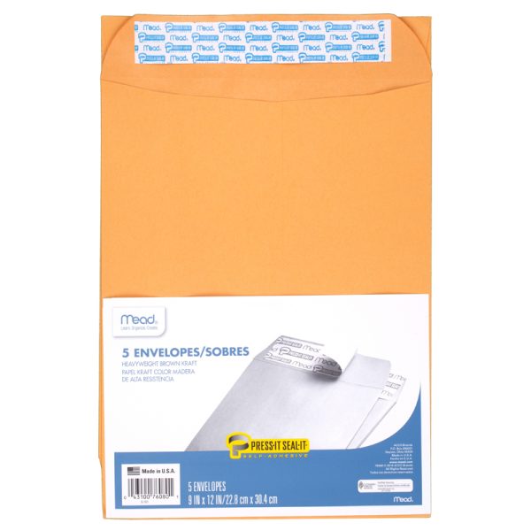 Press-It Seal-It® Envelopes, 9" x 12", Pack of 5