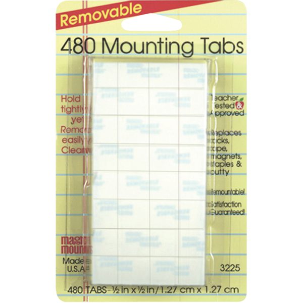 Removable Mounting Tabs, 1/2" x 1/2", Pack of 480