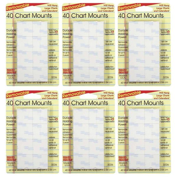 Chart Mounts, 1" x 1", 40 Per Pack, 6 Packs