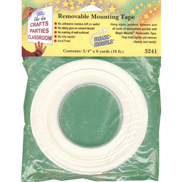 Removable Mounting Tape, 3/4" x 18' Roll